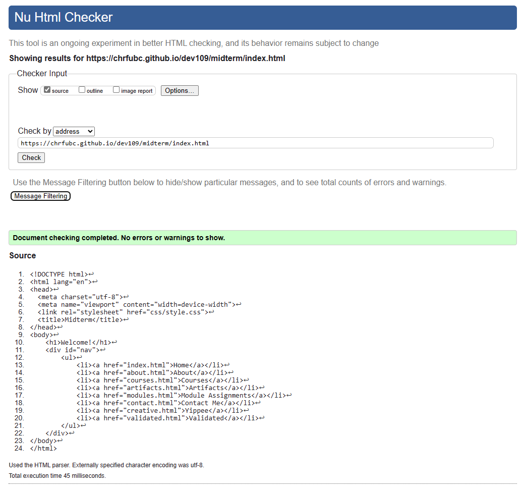 Home HTML validation