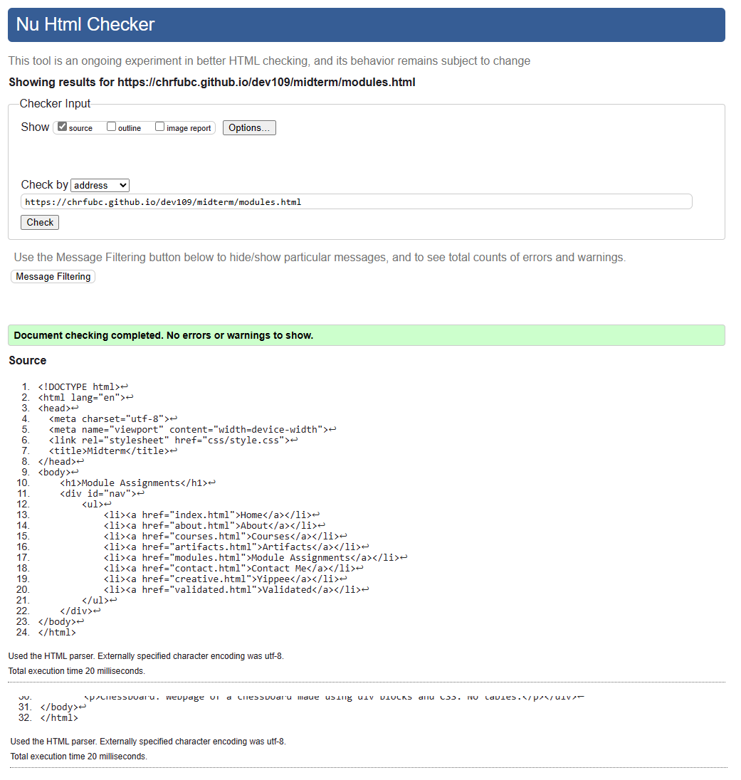 Modules HTML validation